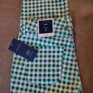 Green and white capris